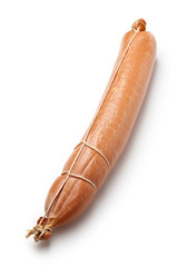 Boiled sausage on white background