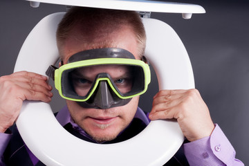 diver in toilet