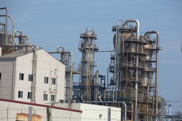 oil refinery on blue sky