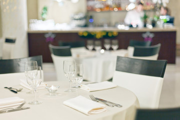Tables set for meal