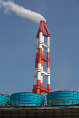 oil refinery on blue sky