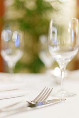 Tables set for meal