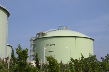 Large white tank petrol and oil