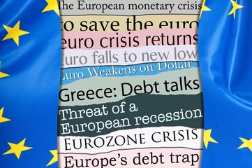 Papier peint adhésif Journaux Crise financière en Europe