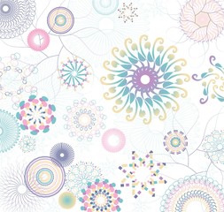 Fototapeta premium floral pattern with flowers and colorful circles