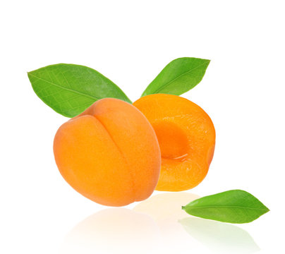 Fresh apricots over white