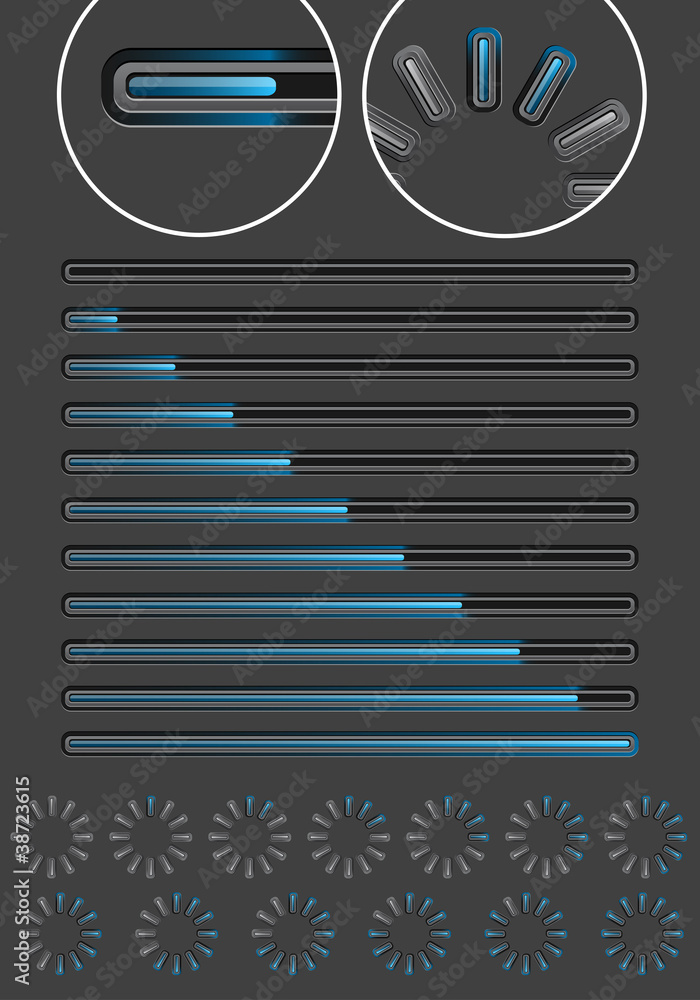 Poster two modern vector loading bars in several positions