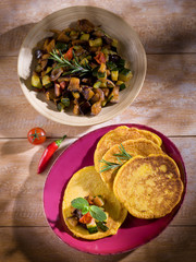 maize flapjack with vegetables