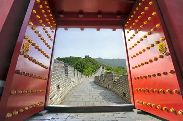 Vitrage gordijnen China Grote muur van China in de zomer