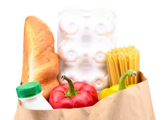 paper bag with food isolated