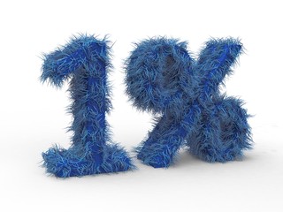 3d Schrift 1% blau haarig