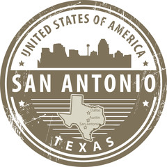 Stamp with name of Texas, San Antonio, vector - obrazy, fototapety, plakaty