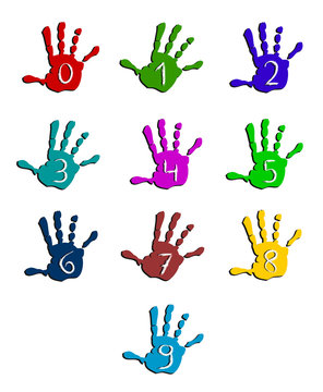 Colorful hand numbers