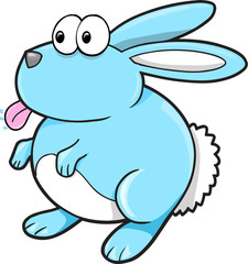 Silly Blue Bunny Rabbit Vector Illustration Art