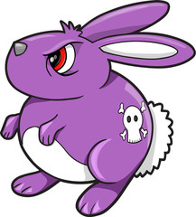 Tough Purple Bunny Rabbit Vector Illustration Art