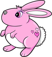 Pink Girl Bunny Rabbit Vector Illustration Art