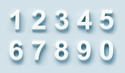 3d white numbers set