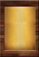 Stickers pour porte Métal gold metal on wood background or texture