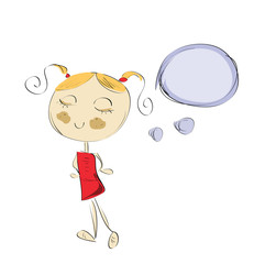 Little Girl Hand drawn sketch