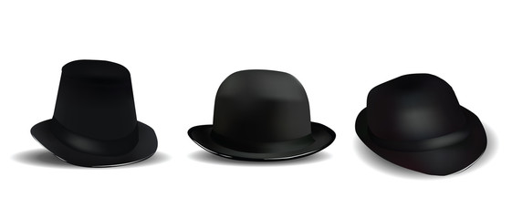 Black Hats Isolated on White