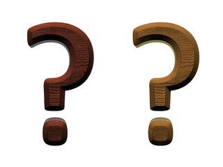 3d wooden question marks Computer generated 3D photo rendering.