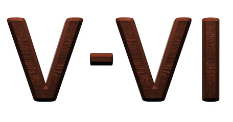 3d wooden roman numbers on white background.