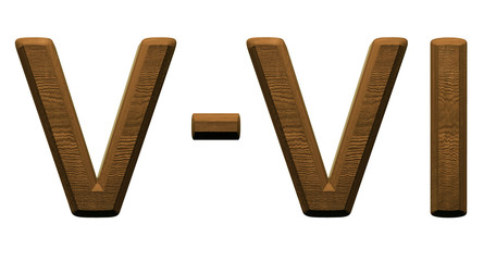 3d wooden roman numbers on white background.