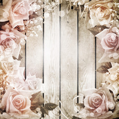 Wedding vintage romantic background with roses