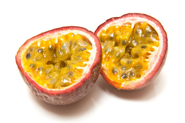 Passion fruit  isolated on a white studio background.