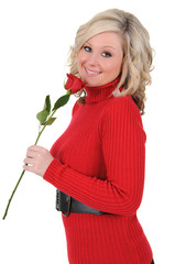 Young Woman Holding a Single Rose