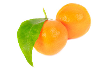 two mandarines isolation on white