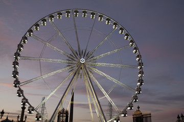 Fototapeta premium Ferris Wheel illuminated at night, Paris, France