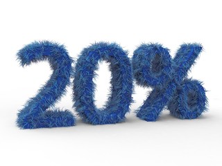 3d Schrift 20% blau haarig