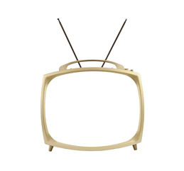 Blank Screen 1950's Portable Television with Antennas Up