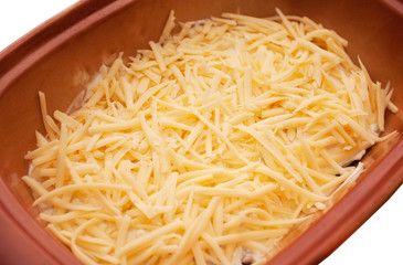 Meat dish the covered grated cheese