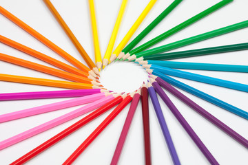 set of color pencils in shape of sun