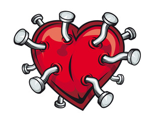 Heart with bent nails