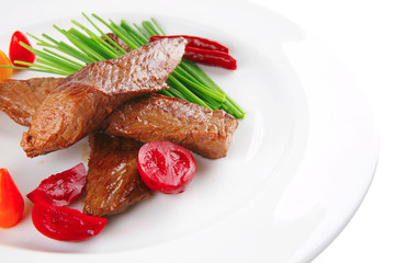 meat served on plate