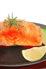 grilled salmon on pan