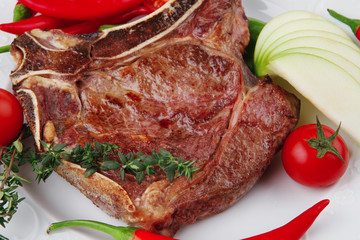 meat food : grilled beef spare rib on white dish
