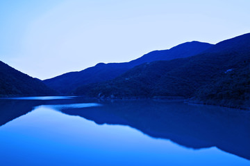 lake in blue