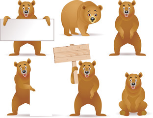 Obraz premium Funny bear and blank sign
