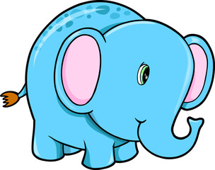 Cute Happy Elephant Animal Vector Illustration
