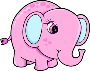 Cute Girl Elephant Animal Vector Illustration