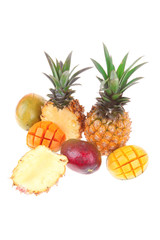 exotic tropical fruits - mango and pineapple