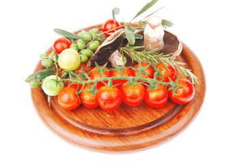 vegetables on wood