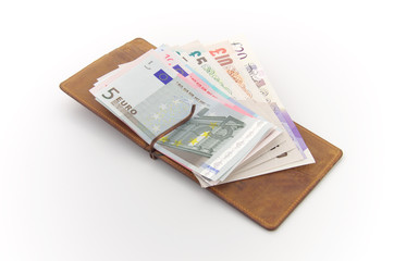 Sterling Pounds, Euro bills