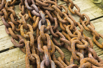 Bunch of Rusting Steel Chains