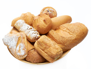 Various bread on the dish isolated