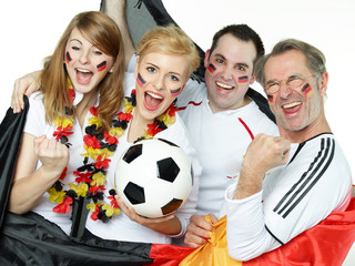 Public Viewing with young and adult german soccer fans